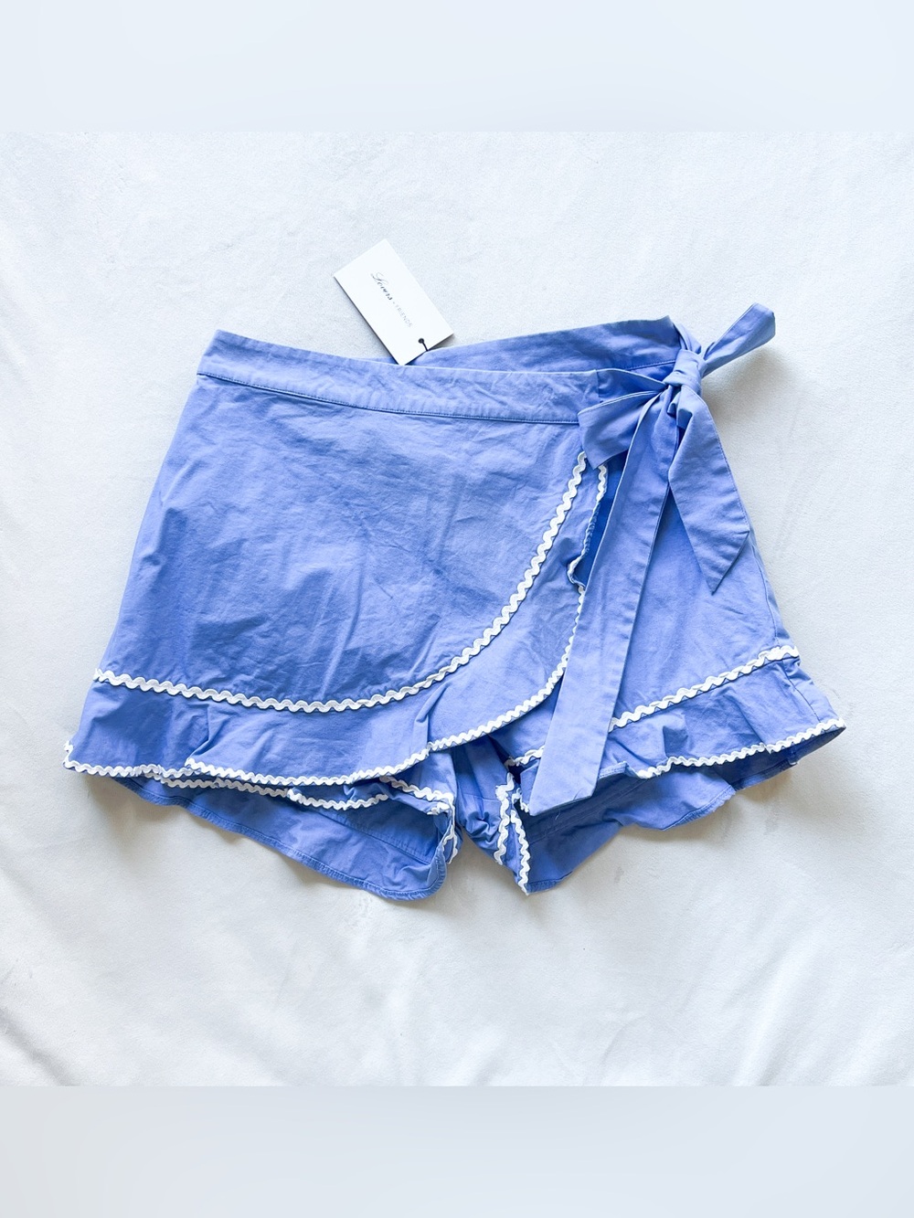Lovers + Friends Periwinkle Blue Wrap Ruffle Skort with Side Tie - Small